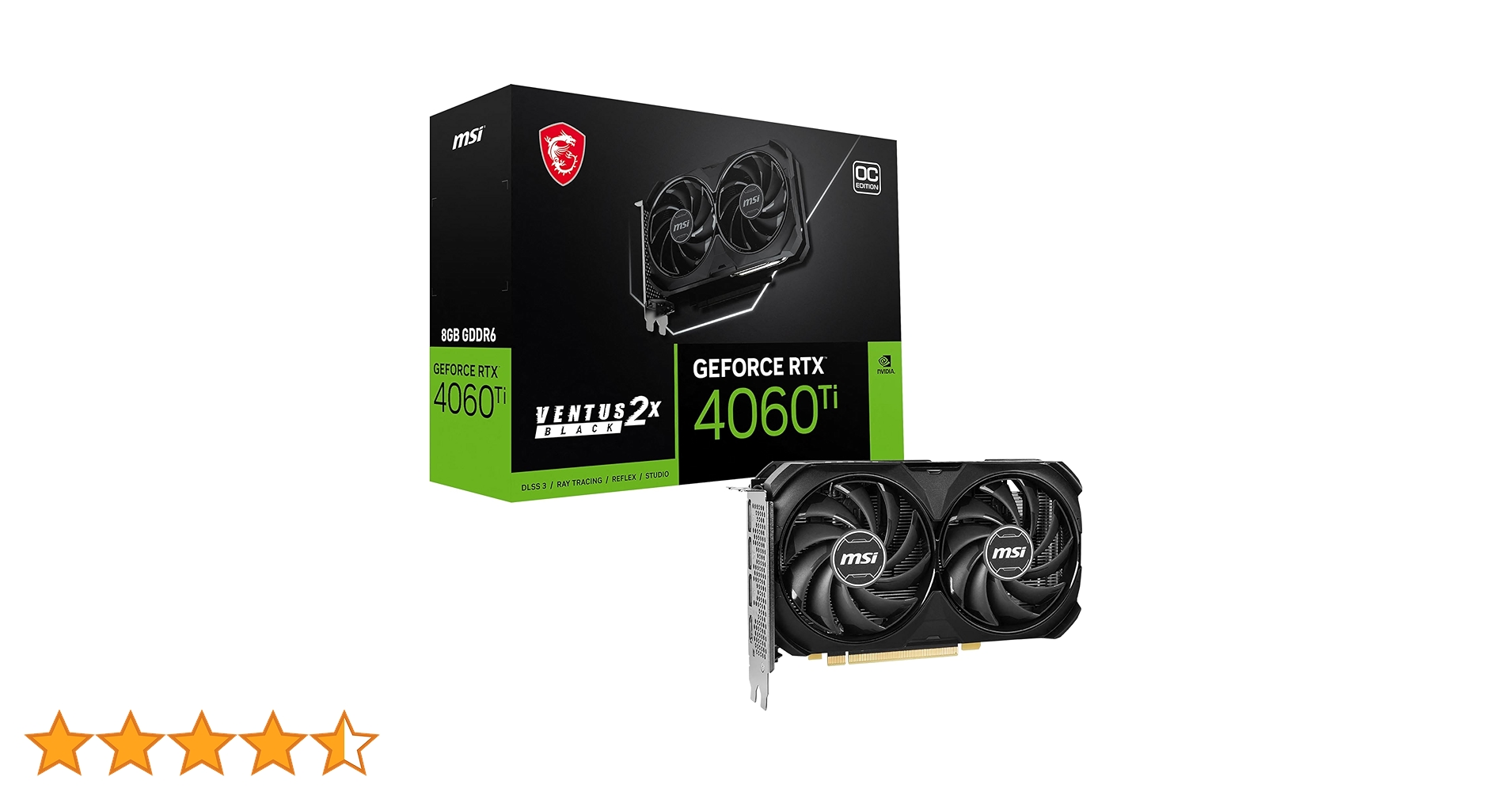 MSI GeForce RTX 4060 Ti Ventus 2X Black 8G OC Graphics Card